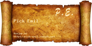 Pick Emil névjegykártya